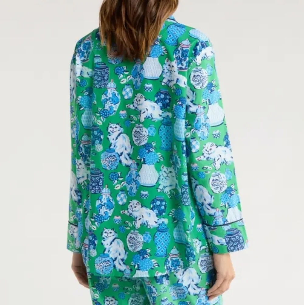 Printfresh Organic Cotton Fancy Cat Print Pajama Top Size Small - Picture 2 of 10